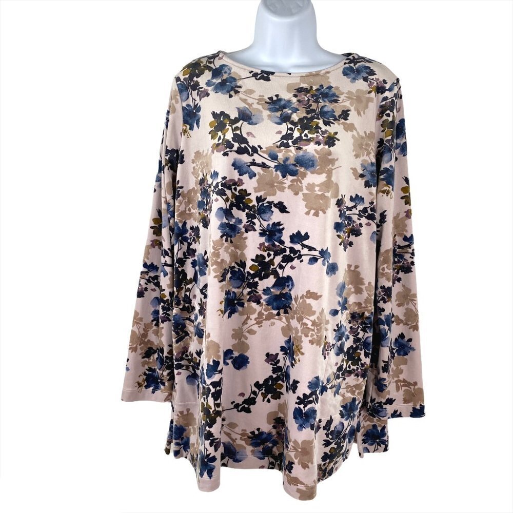 J .Jill Pure Velvet Tunic Top Floral Multicolored‎